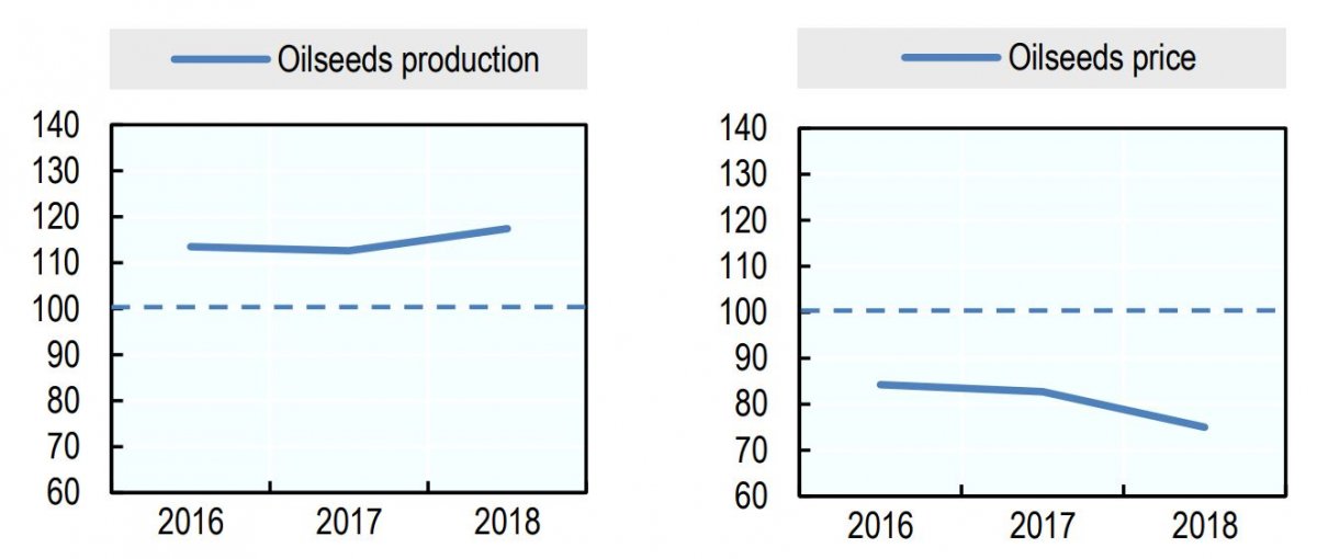 تولید و قیمت دانه های روغنی در سال 2018