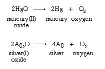 تجزیه حرارتی اکسید های فلزات سنگین برای تولید اکسیژن