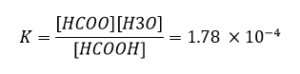 معادله یونش اسید فرمیک